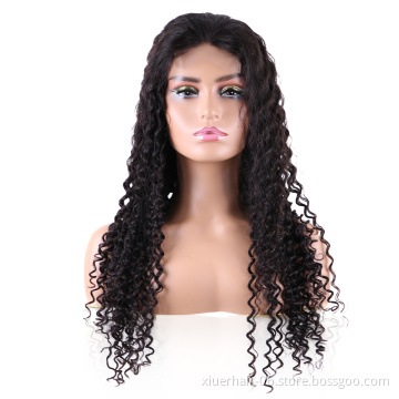 Wholesale High Quality  Brazilian HD Bang Wholesale 100% Vendors Glueless Front Lace Curly Wet and Wavy Human Hair Wig